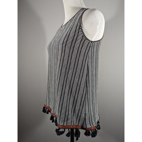 W5 Anthropologie Top Women S Navy Sleeveless Stripe Tassel Boho Tank - Picture 2 of 6